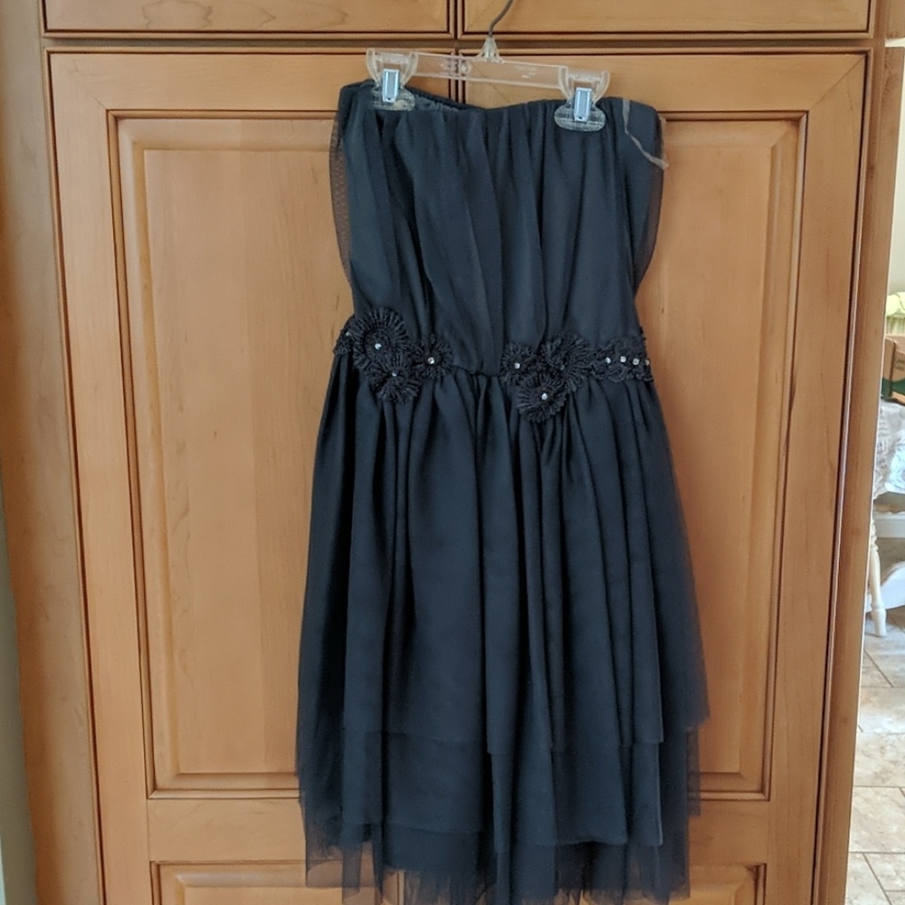 Greyish purple strapless dress